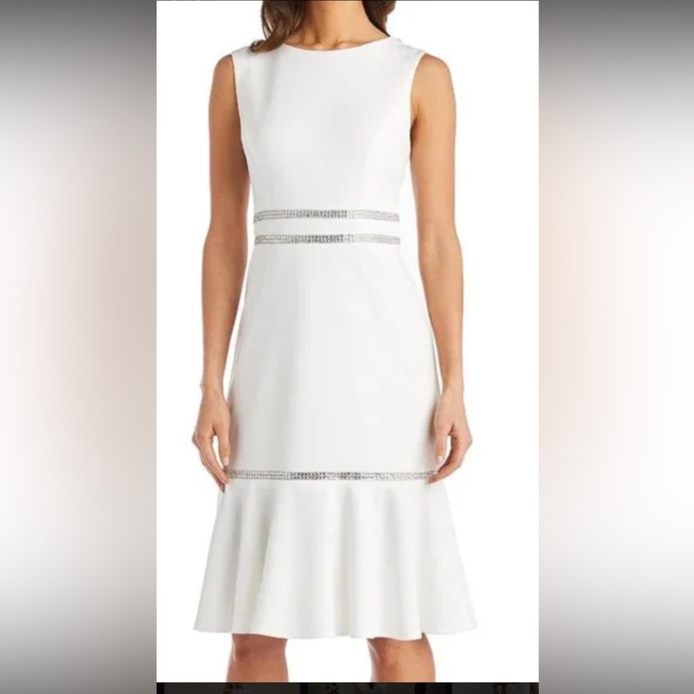 R&M richards macys white dress with silver accents